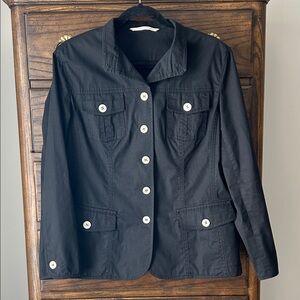 Bogner Women’s Black Cotton Jacket  with Contrasting Buttons Size 12